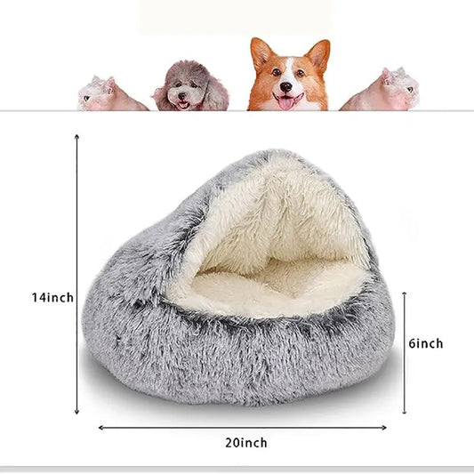 Soft Plush Pet Bed with Cover Round Cat Bed Pet Mattress Warm Cat Dog